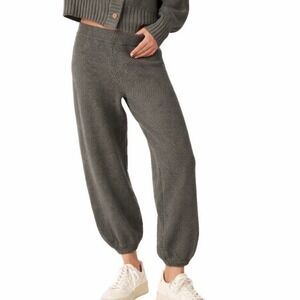 FP Beach Womens Gray Cotton Knit Texturedss Tapered Boho Pants Size M